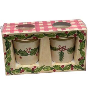 bath & body works Christmas gift set of 2 candles holly white green bow READ NEW